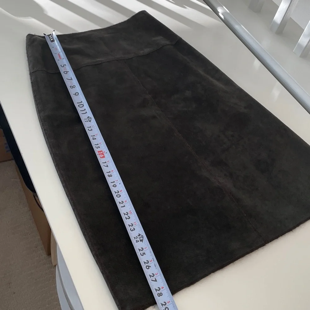 Etcetera Brown Suede Leather A-Line Skirt size 6